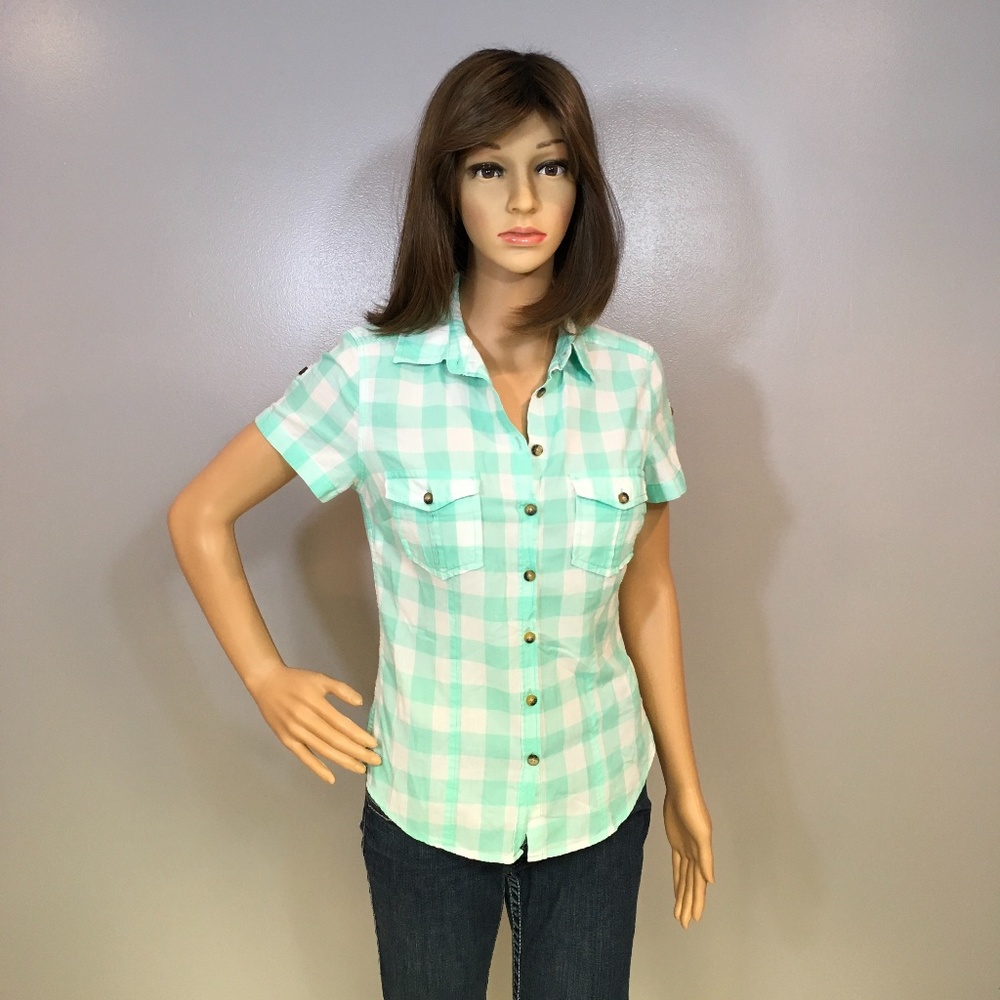 H&M Checkered Button-Down Blouse